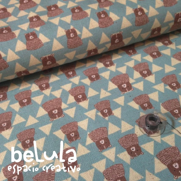 Image of Tela algodón patchwork: Japonesa Osos triángulos