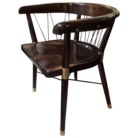 Image of Edward Wormley Chair with Brass Fittings and Cord Back