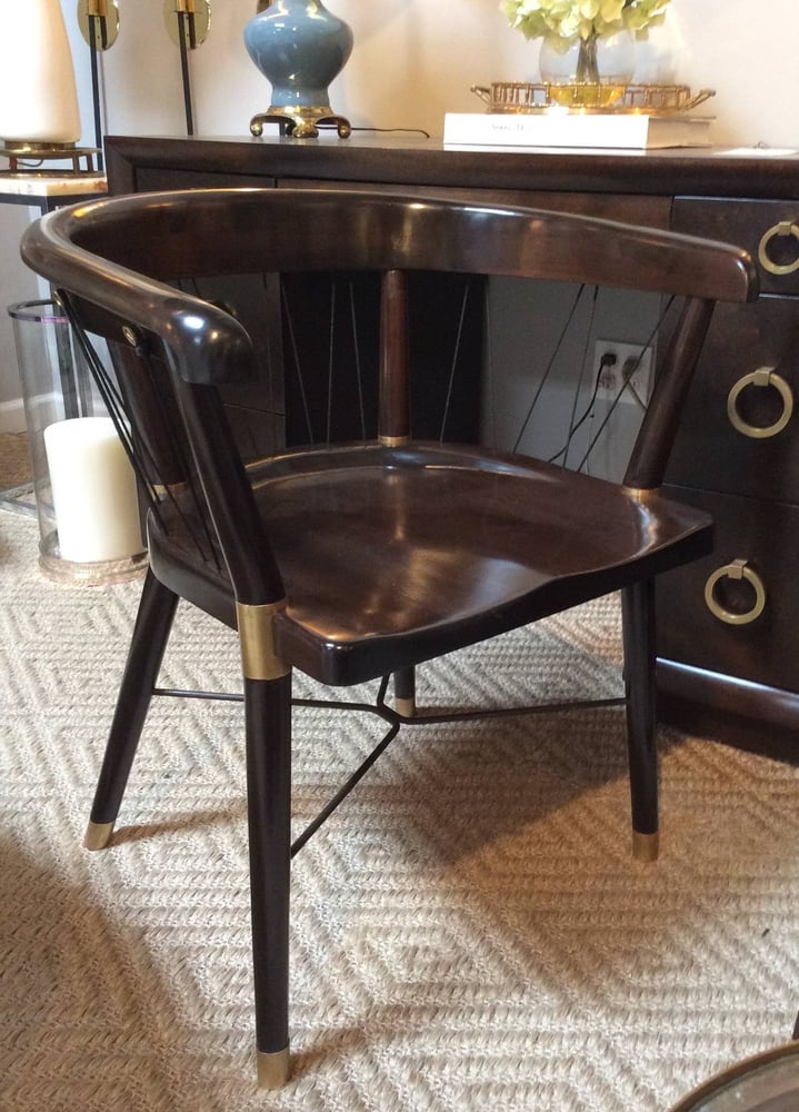 Image of Edward Wormley Chair with Brass Fittings and Cord Back