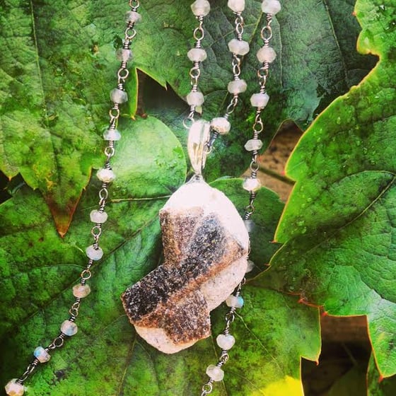 Image of Connection to Elemental Spirits and Mother Earth ~ Fairy Cross/Staurolite and Labradorite Necklace