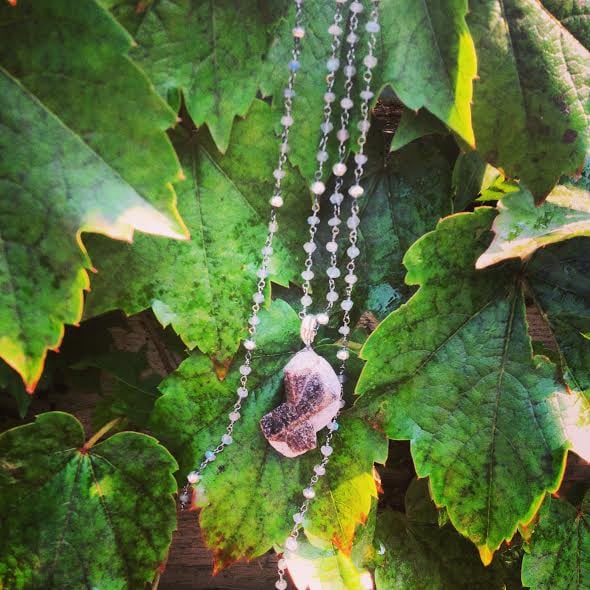 Image of Connection to Elemental Spirits and Mother Earth ~ Fairy Cross/Staurolite and Labradorite Necklace