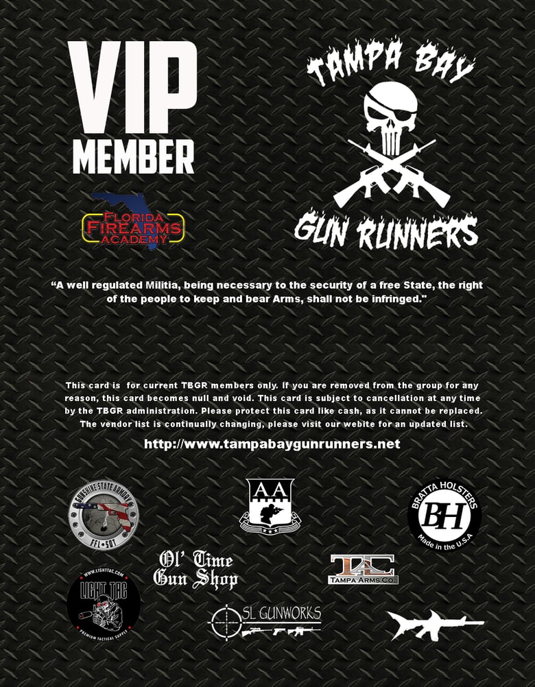 Image of Tampa Bay Gun Runners Membership Card