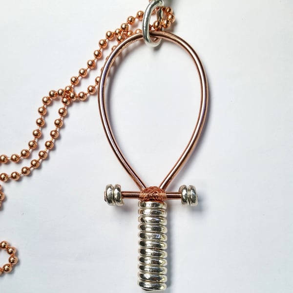 Image of Copper/Silver Electrum Fully Wrapped Ankh (No Crystal)