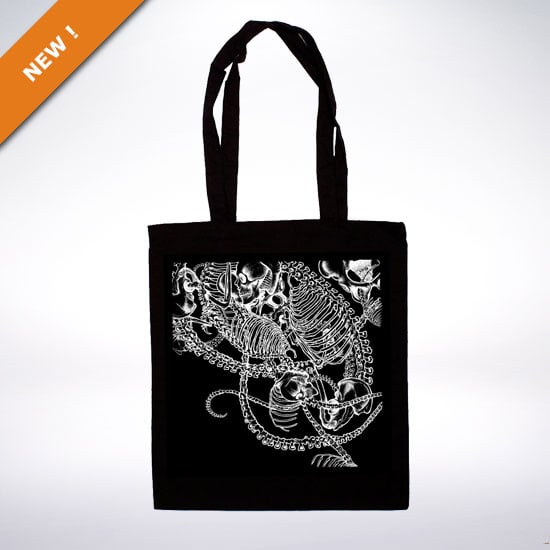 Image of "Ostheology" black tote bags