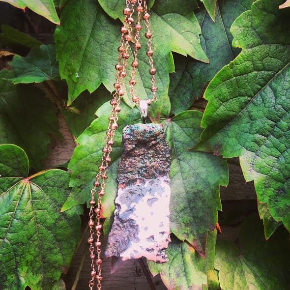 Image of Stunning Natural Michigan Float Copper Statement Piece and Pyrite Chain Necklace