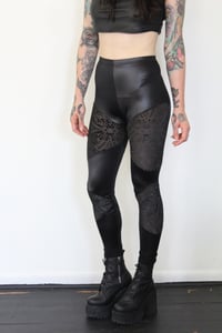 Image 1 of Double panel with burned out velvet leggings 