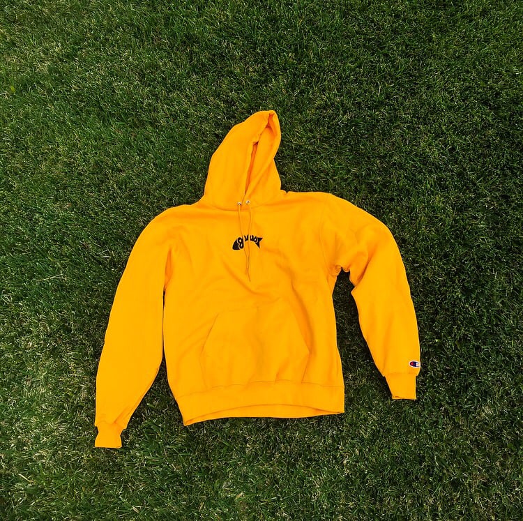 Yellow champion 2025 hoodie with fish