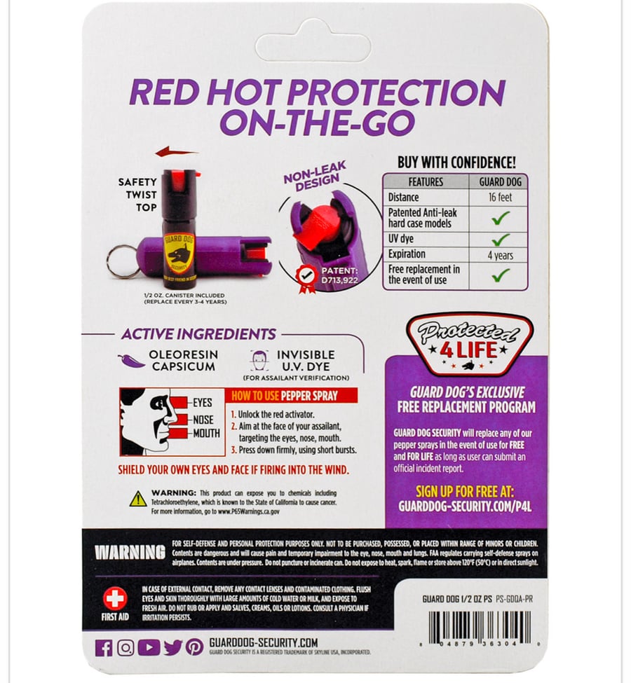 Image of Guard Dog Quick Action Pepper Spray - Purple