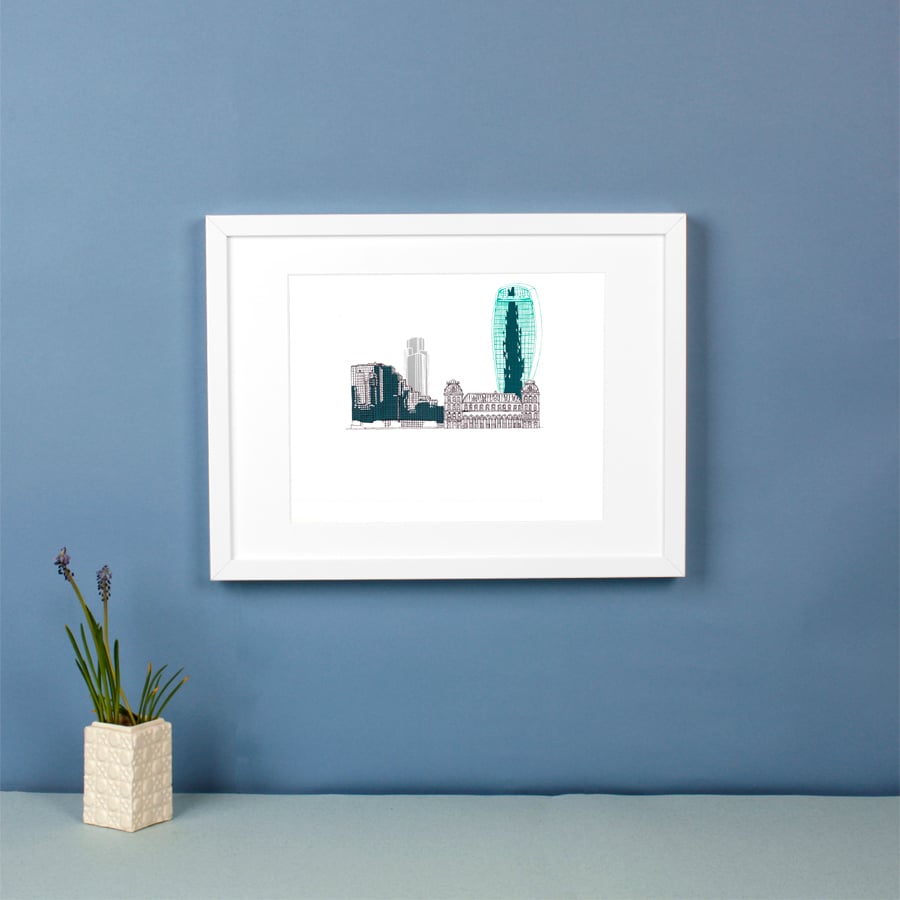 Image of A Walk by the River: Old Billingsgate & Walkie-Talkie Screenprint