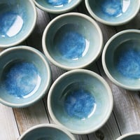 Image 1 of Small Ceramic Bowl, Sea Glass Blue Pottery Prep Bowl, Handcrafted Made in USA