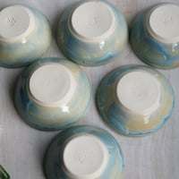 Image 5 of Small Ceramic Bowl, Sea Glass Blue Pottery Prep Bowl, Handcrafted Made in USA