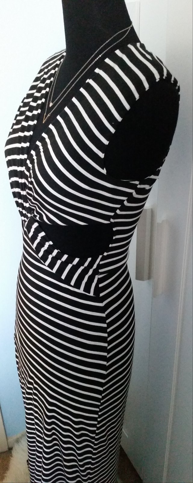 black and white striped one piece dress