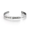 sterling silver love quote cuff  with engraved feather 