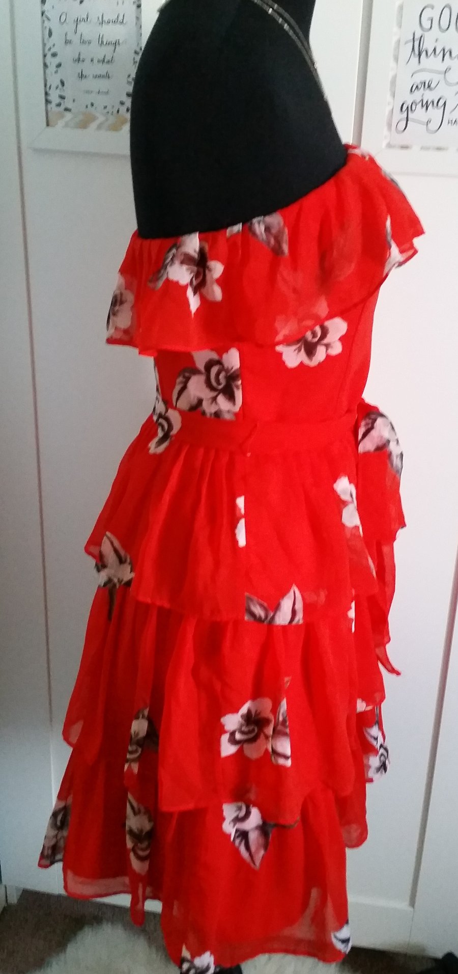 Image of White House Black Market Red Ruffle Dress