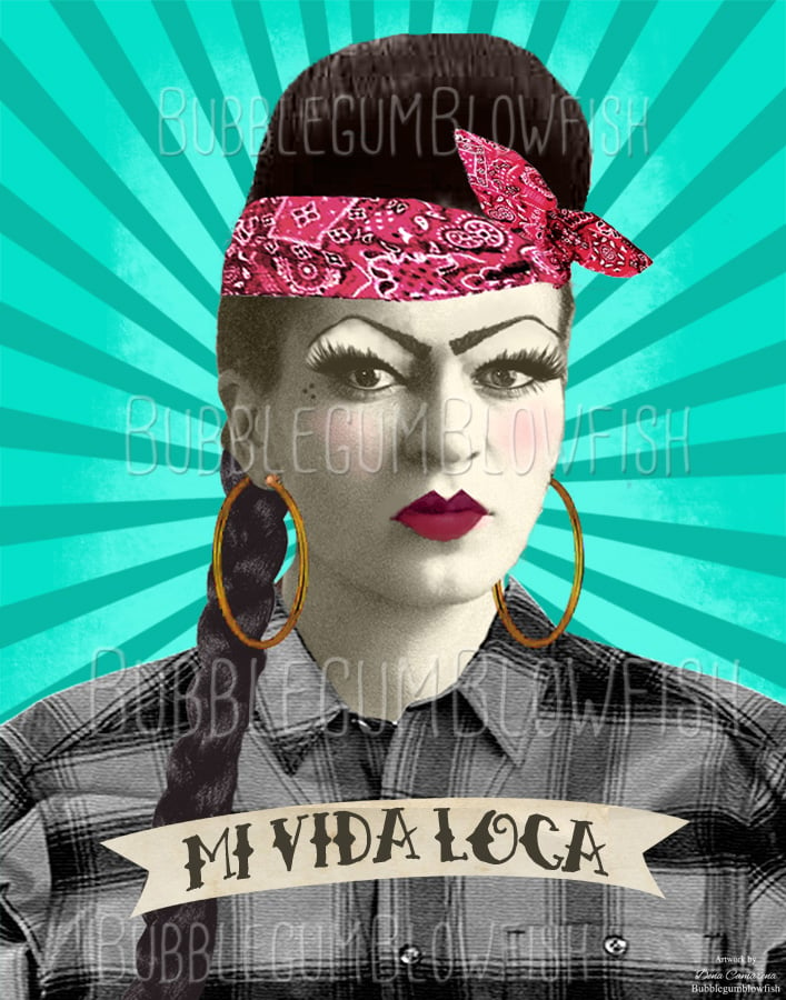 Image of  Mi Vida Loca Chola Gangster Girl Frida Kahlo Digital Art Download