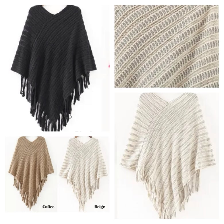Image of Ponchos - Black , Coffee & Beige