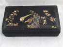 Image of VINTAGE CHINESE ZITAN WOOD RECTANGLE BOX: BIRD & FLORAL INLAY