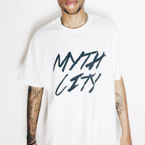 Image of Myth City White Logo T-Shirt