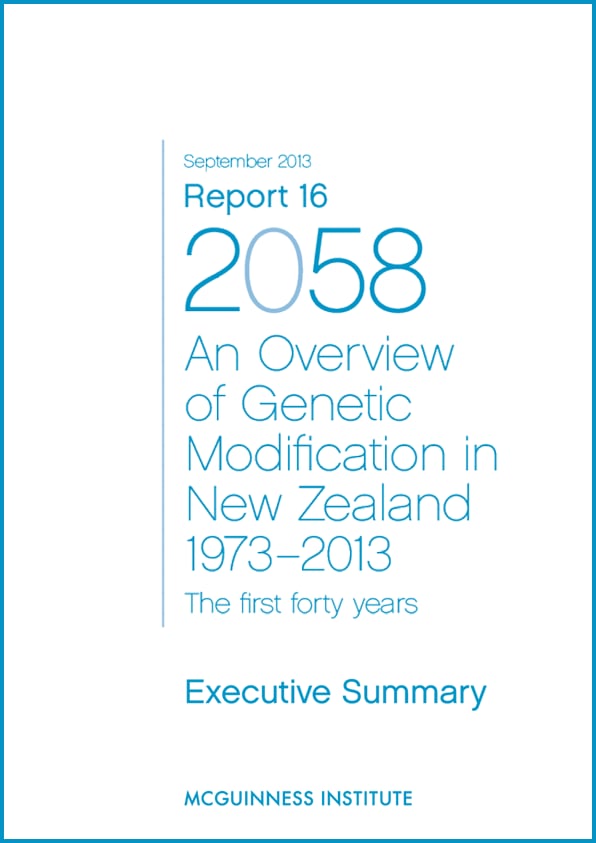 Image of 2013 Executive Summary: Report 16 - An overview of Genetic Modification in NZ 1973-2013