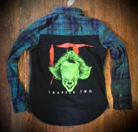 Upcycled “It: Chapter 2” t-shirt flannel