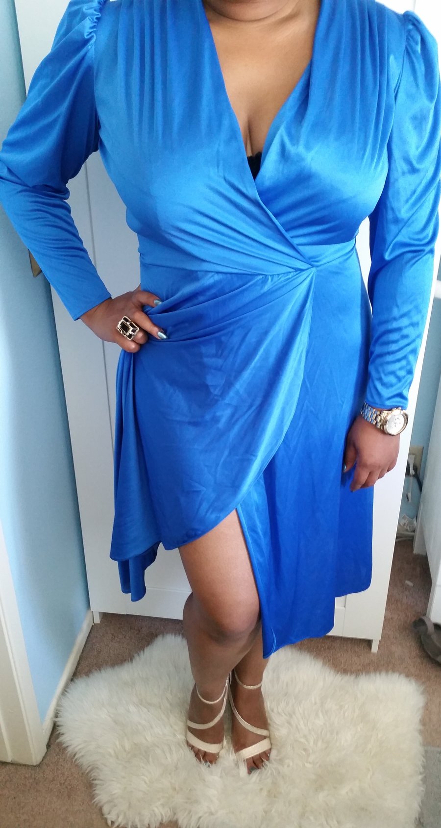 Image of Vintage Blue Old Hollywood-Glam Style Dress