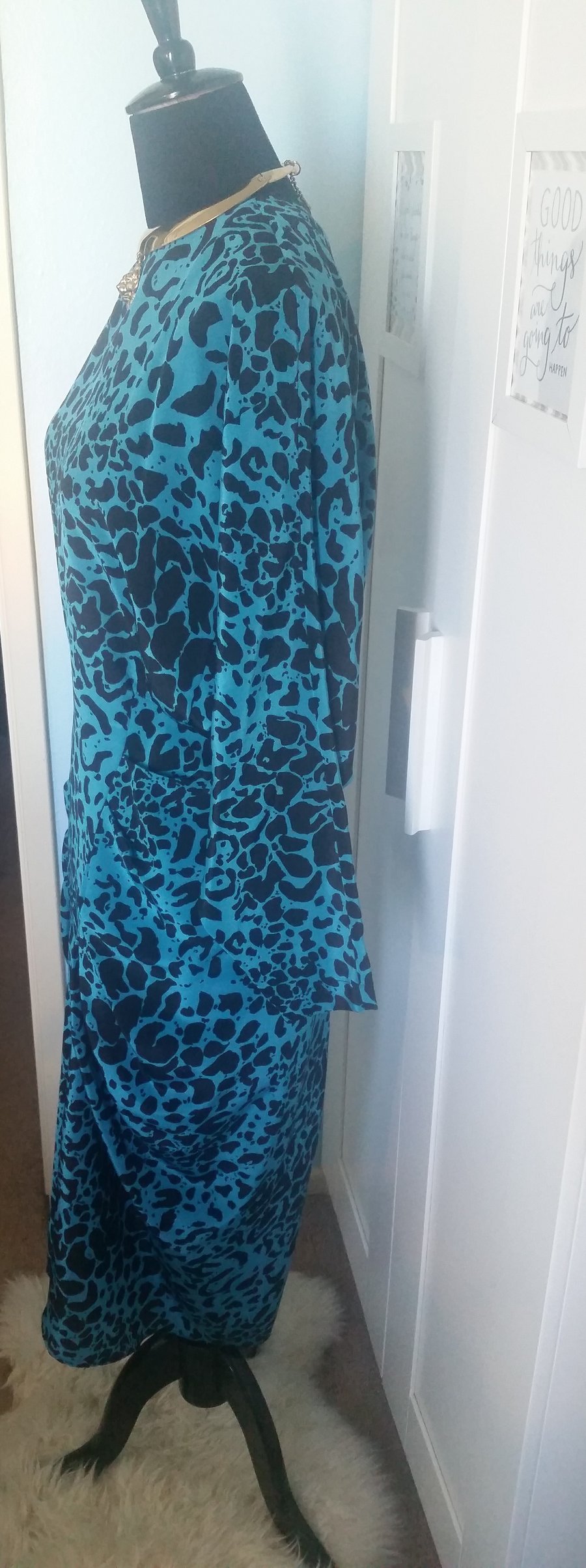 Image of Vintage Blue Leopard 80s power dress