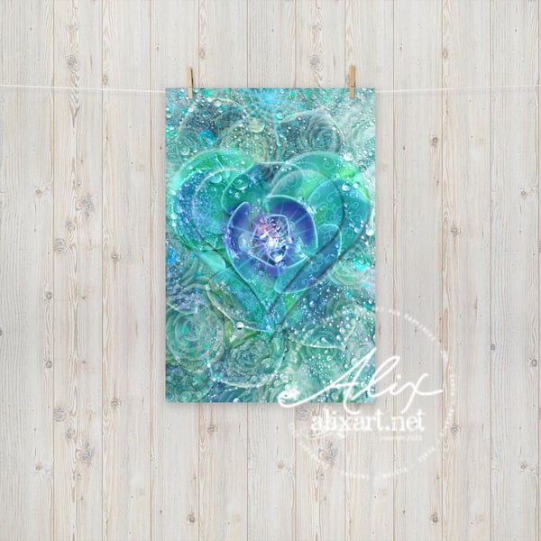 Image of Green Love Sparkle Dewdrops Poster