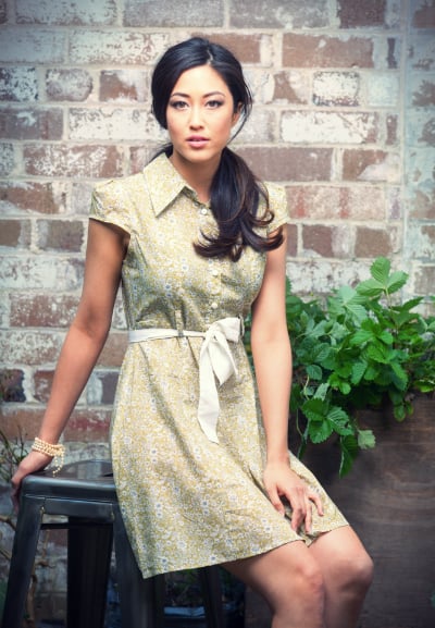 Image of Donegal Printed button-up Olive Dress