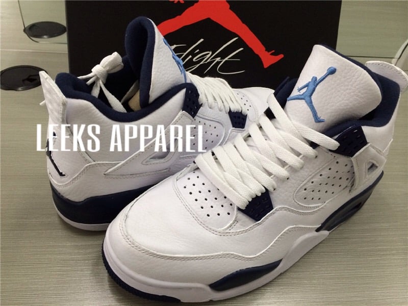 Image of Authentic Air Jordan 4 (IV) Retro + White Columbia Blue – Midnight Navy US 