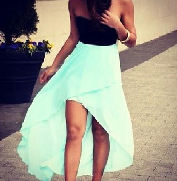 Image of HOT STRAPLESS MINT GREEN DRESS HIGH QUALITY