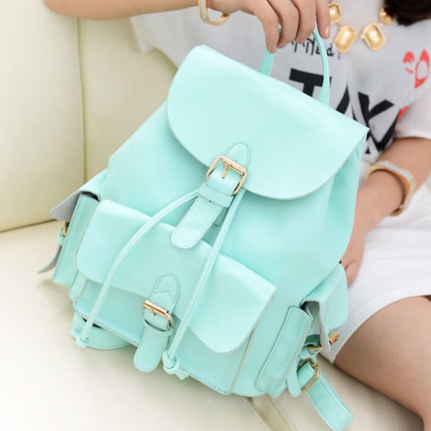 Image of Cute Mint Green College Style Backpack AZK45UF