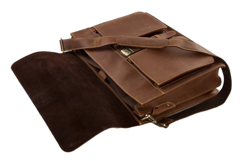 Image of Handmade Italian Full Grain Vintage Brown Leather Briefcase Men Messenger Bag Laptop Bag 1031