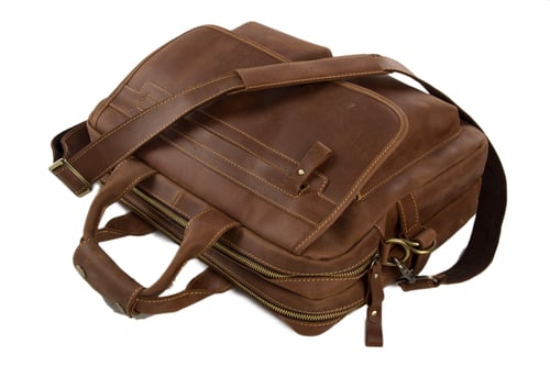 Image of Handcrafted Vintage Style Full Grain Calfskin Leather Business Briefcase Men's Laptop Bag 8951