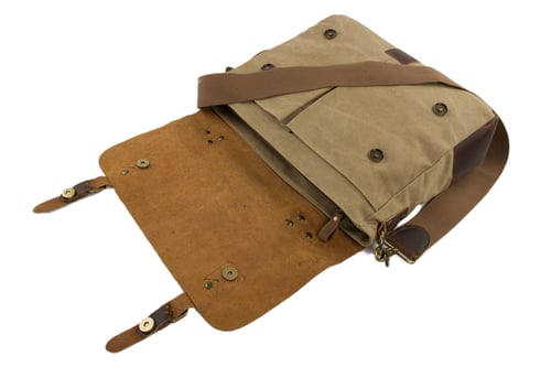 Image of 14'' Canvas Leather Bag Briefcase Messenger Bag Shoulder Bag Laptop Bag 1807