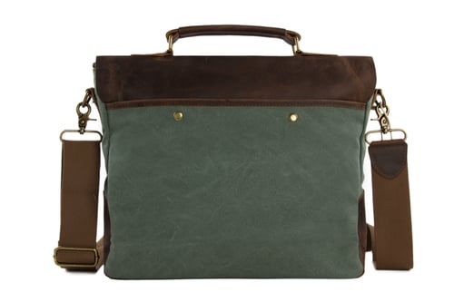 Image of Canvas Leather Bag Briefcase Messenger Bag Shoulder Bag Laptop Bag 1807