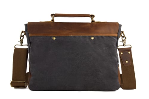 Image of Handmade Canvas Leather Bag Briefcase Messenger Bag Shoulder Bag Laptop Bag 1807
