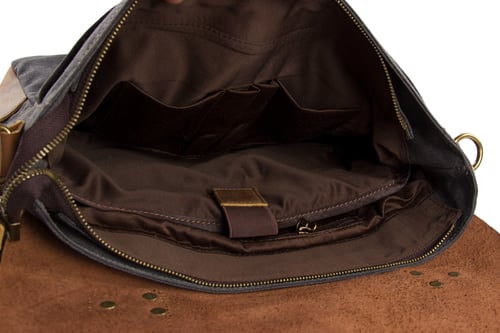 Image of Handmade Canvas Leather Bag Briefcase Messenger Bag Shoulder Bag Laptop Bag 1807