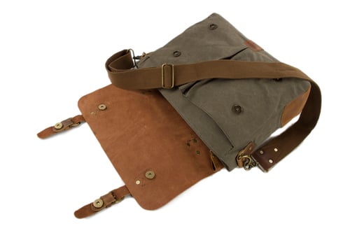 Image of Handmade Canvas Leather Briefcase Messenger Bag Shoulder Bag Laptop Bag 1807