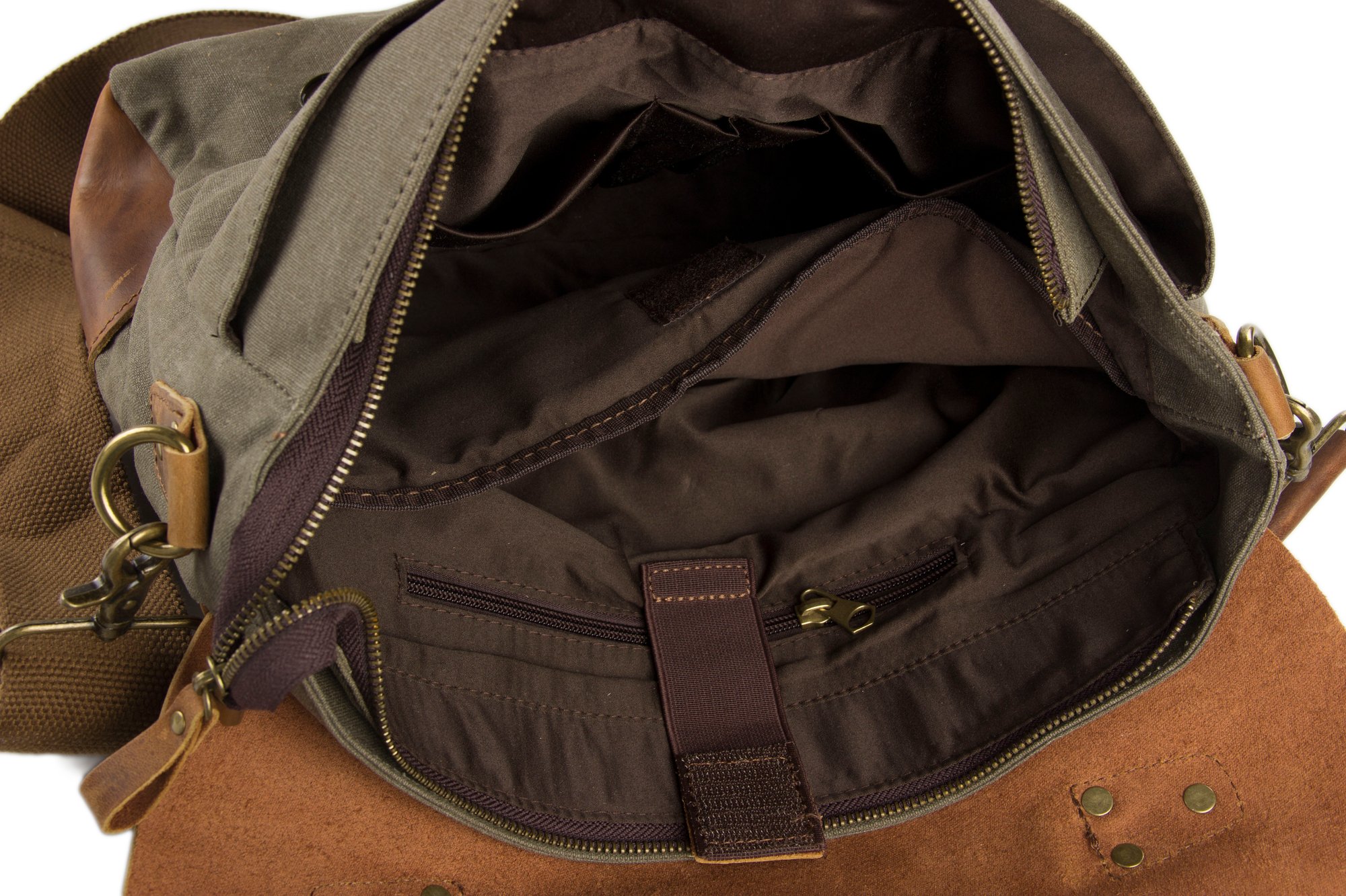 Handmade Canvas Leather Briefcase Messenger Bag Shoulder Bag Laptop Bag ...
