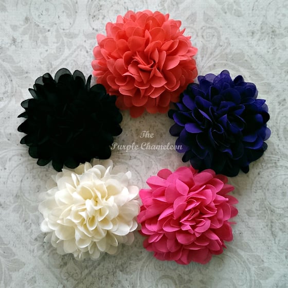 Image of XL Chiffon Flower Clips in 5 Colors