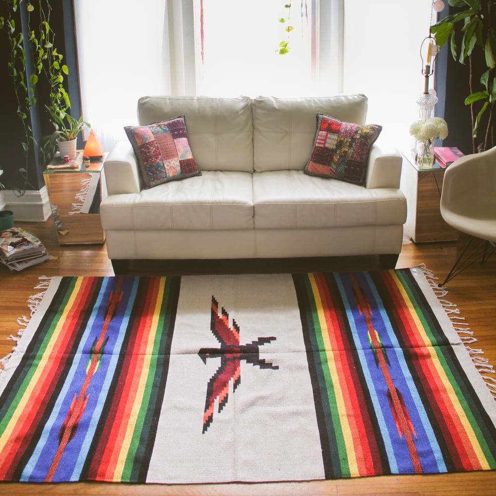 Image of Southwestern Thunderbird Rug Textile Cream