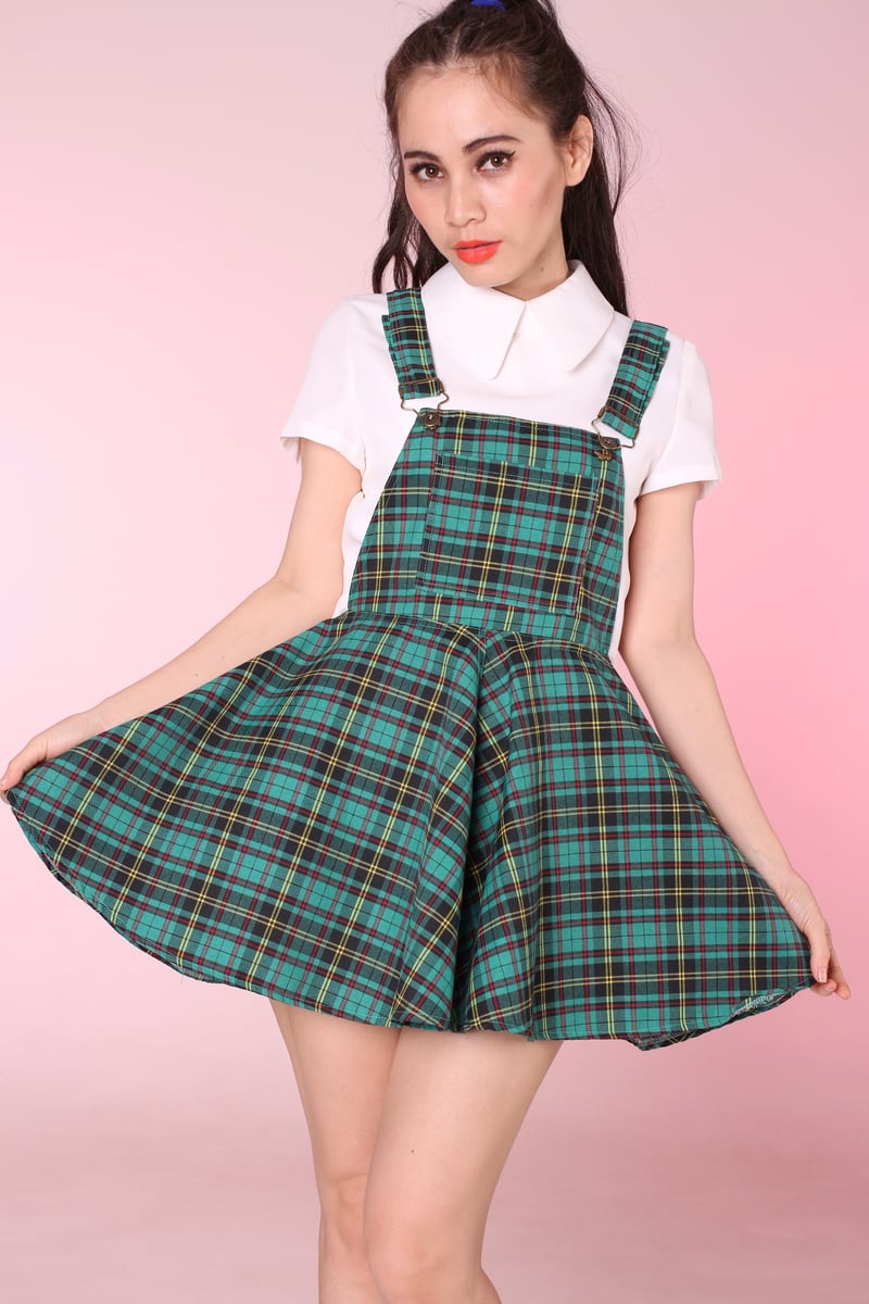 Slit tobi theipodteacher PRE ORDER - Green Tartan Pinafore | Glitters For Dinner
