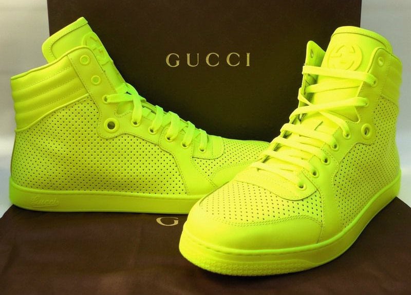 Gucci coda neon yellow leather sneaker 