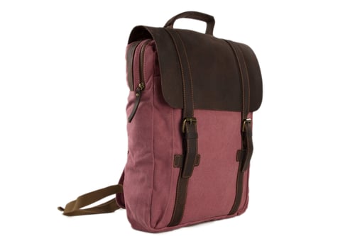Image of Leather-Canvas Backpack / Laptop Bag / School Bag / Travel Bag / Unisex Backpack 1820