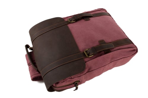 Image of Leather-Canvas Backpack / Laptop Bag / School Bag / Travel Bag / Unisex Backpack 1820