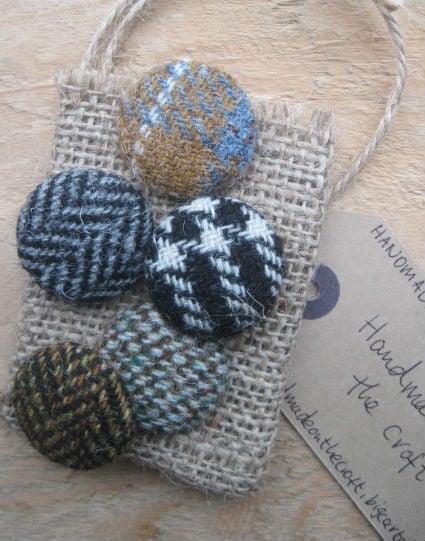 Image of Harris Tweed Buttons (Set of 5)