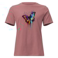 Image 3 of Women's Relaxed T-Shirt, Radiant Paint Drip Butterfly Colorful tee