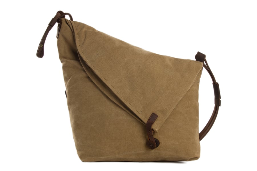 Image of Canvas Leather Messenger Bag, Crossbody Bag Shoulder Bag, Satchel Bag 6631