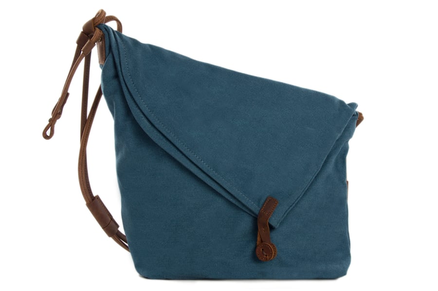 Image of Canvas Leather Satchel Bag, Waxed Canvas Messenger Bag Crossbody Bag Shoulder Bag 6631