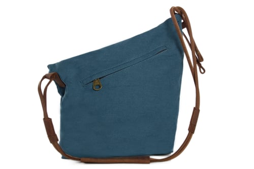 Image of Canvas Leather Satchel Bag, Waxed Canvas Messenger Bag Crossbody Bag Shoulder Bag 6631